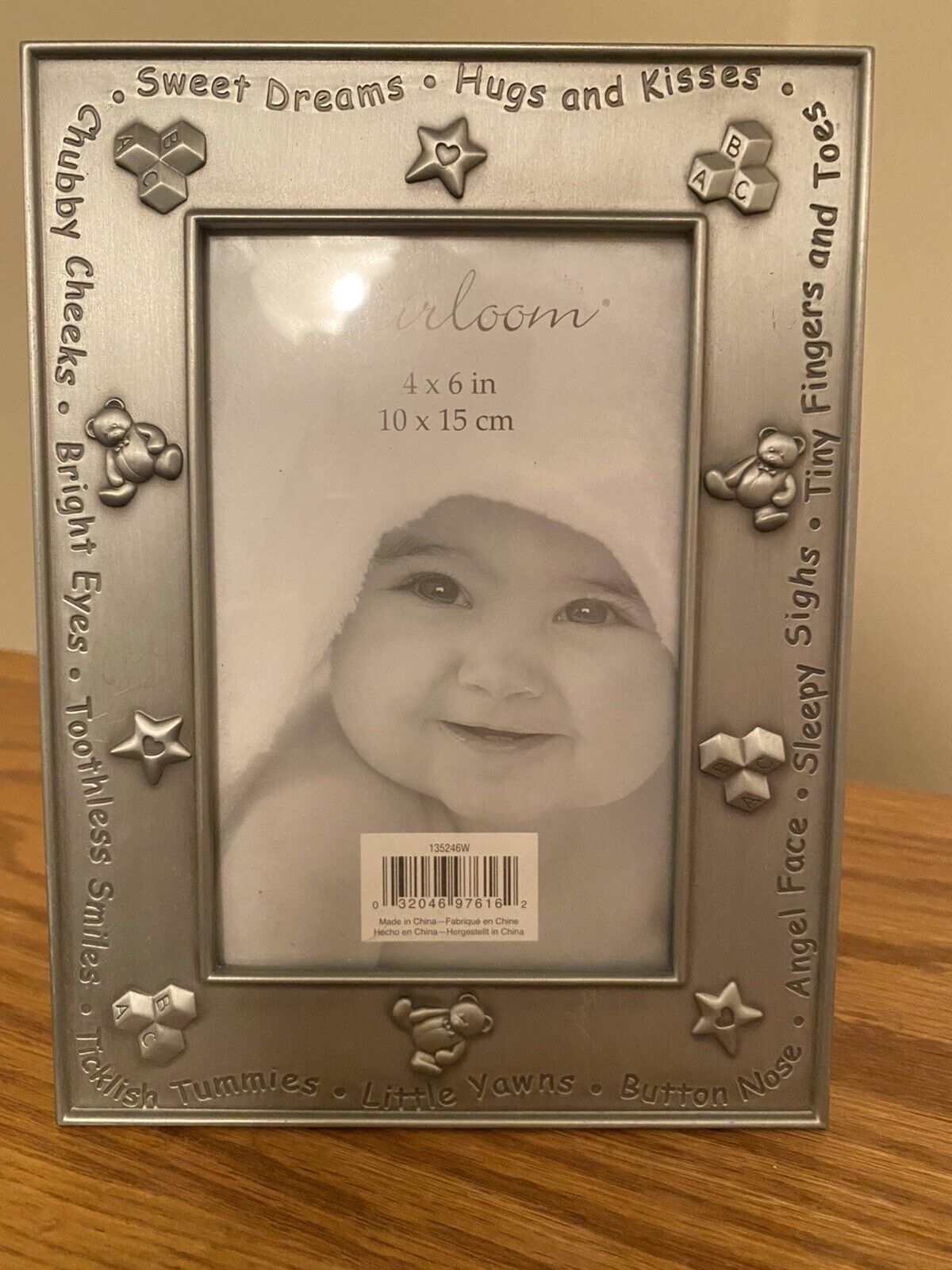 Heirloom Baby Pewter Picture Frame With Stars, Blocks, Teddy Bears Sweet Dreams